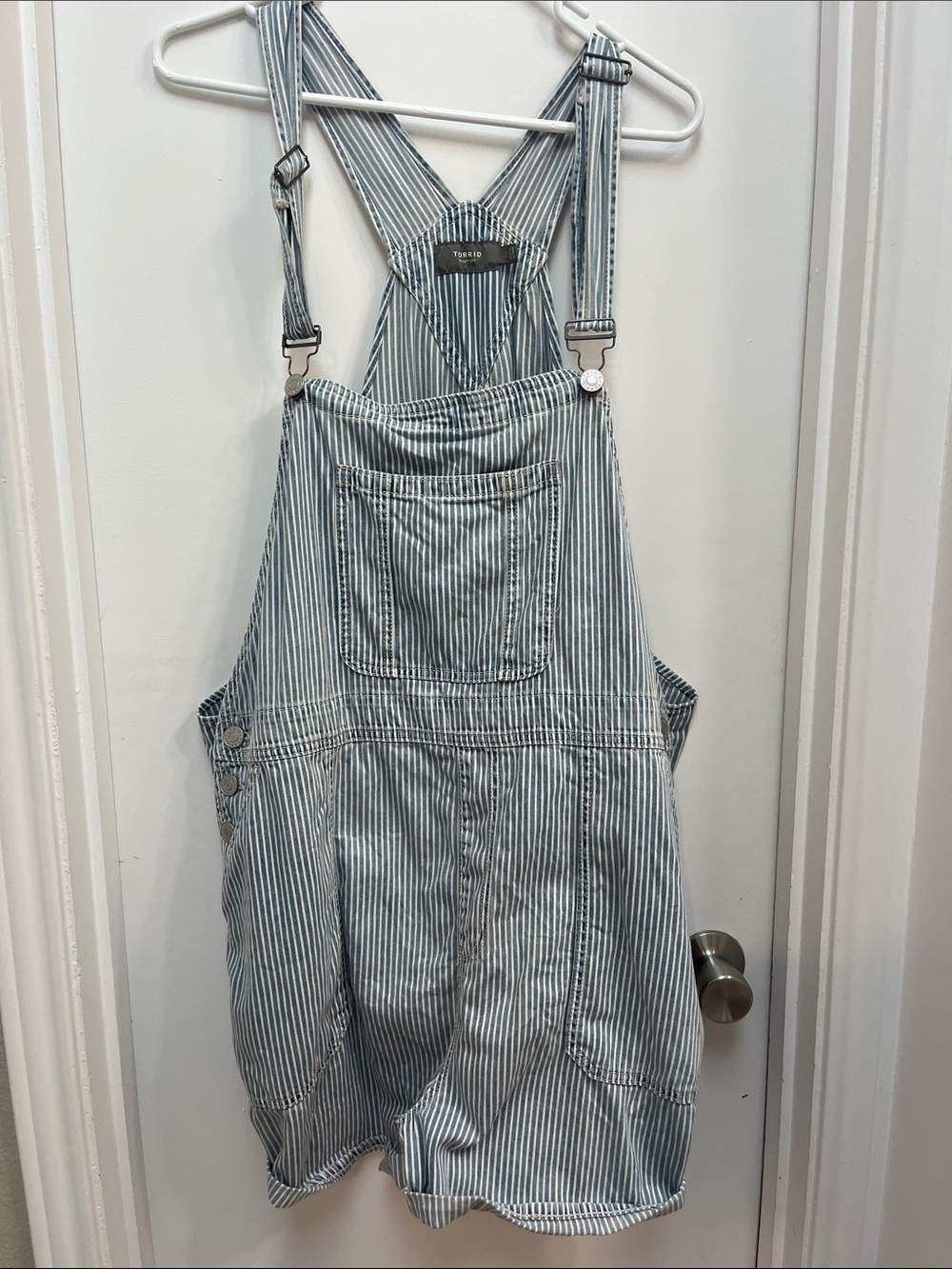 Torrid Pin-Striped Shortall, Size 18